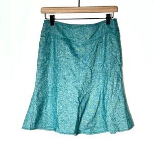 Loft teal blue silk and wool blend tweed trumpet skirt size 4 petite 4P B162